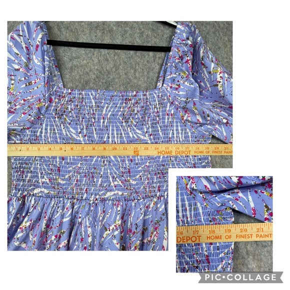 ELOQUII Elements Puff Sleeve Zebra Print Smocked Feminine Chic Boho Fun Dress - Picture 10 of 15